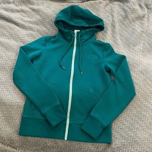 North face teal zip up jacket chevron pattern size xs